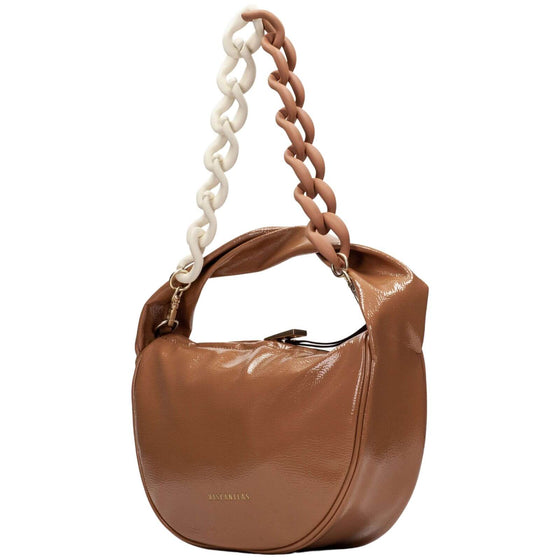 Hispanitas Toffee Patent Leather Shoulder Bag