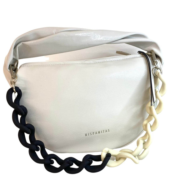 Hispanitas White Patent Leather Shoulder Bag