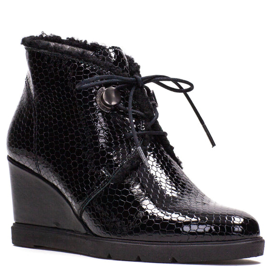 Hispanitas Black Leather Wedge Boots