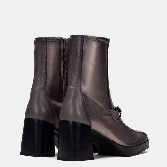 Hispanitas Taupe Leather Block Heel Boots