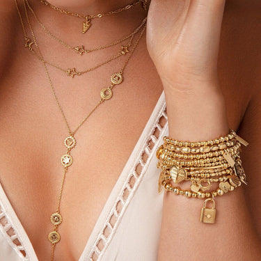 ChloBo Didi Sparkle Starry Moon Bracelet - Gold