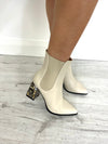 Menbur Cream Jewelled Heel Boots