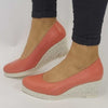 Jose Saenz Coral Leather Wedge Shoes
