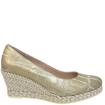 Jose Saenz Gold Leather Wedge Shoes