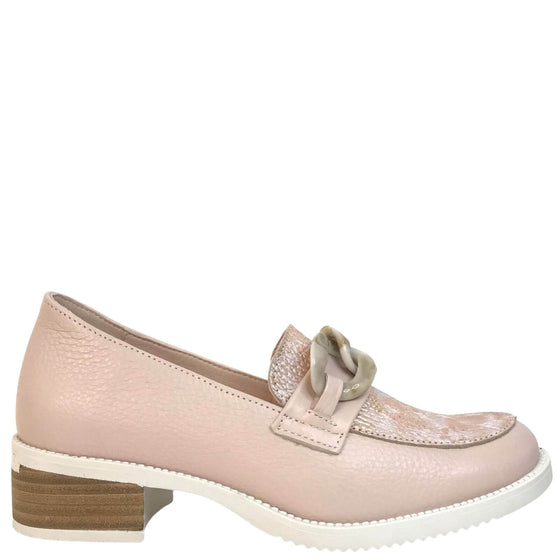 Jose Saenz Pink Nude Leather Loafers