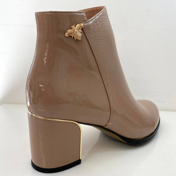 Kate Appleby Dalston Block Heel Boots - Dark Nude Patent
