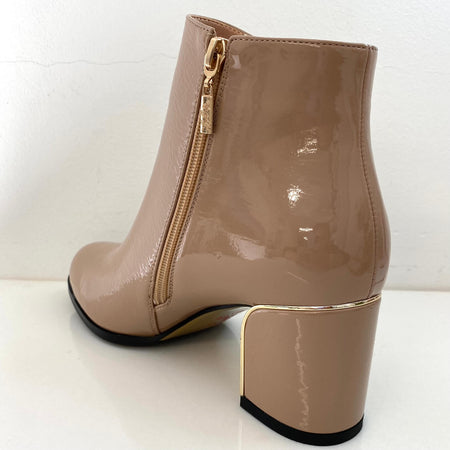 Kate Appleby Dalston Block Heel Boots - Dark Nude Patent