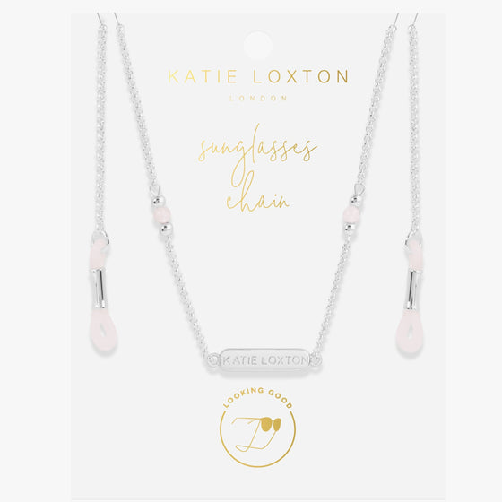 Katie Loxton Sunglasses Chain - Silver/Rose Quartz