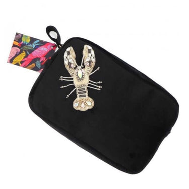 Laines London Black Velvet Bag -  Lobster