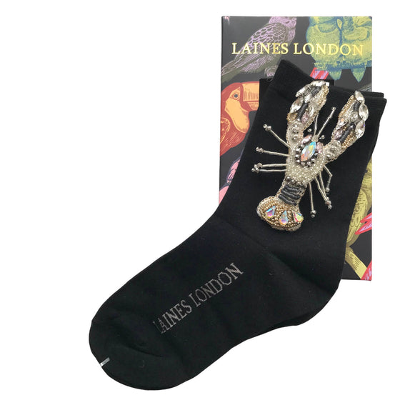 Laines London Black Socks - White Lobster
