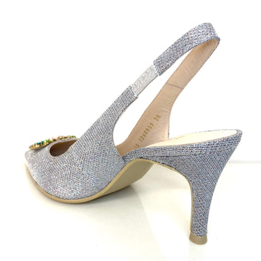 Lodi Eloni Sling Back Stiletto Shoes - Silver