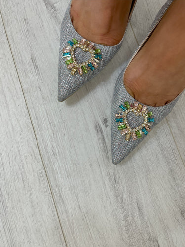 Lodi Eloni Sling Back Stiletto Shoes - Silver