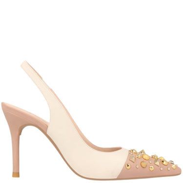 Lodi Sation Studded Sling Back Stiletto Shoes - Nude Pink