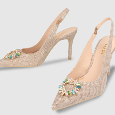 Lodi Soficor Sling Back Stiletto Shoes - Gold