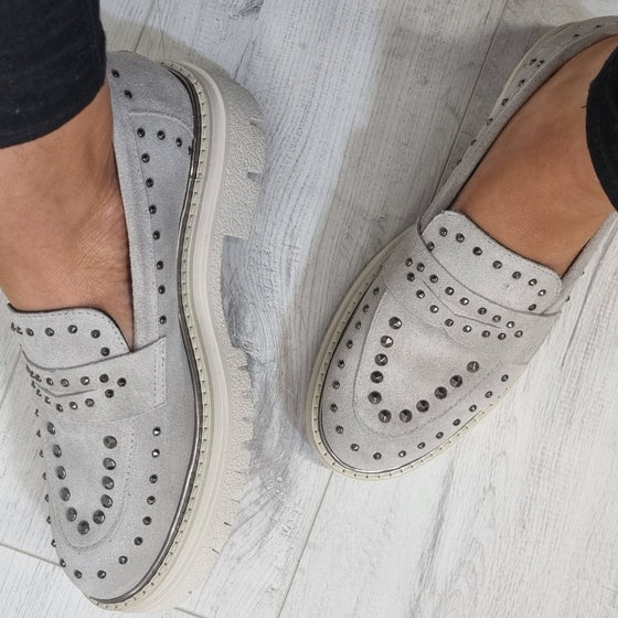 Marian Neutral Suede Chunky Loafers