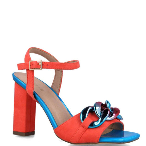 Menbur Coral Suede & Blue High Heel Sandals