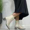 Menbur Cream Jewelled Heel Ankle Boots