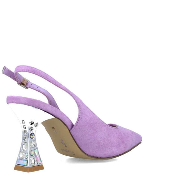 Menbur Lilac Jewelled Heel Pointed Toe Shoes