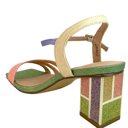 Menbur Pastel Glitter Block Heel Sandals