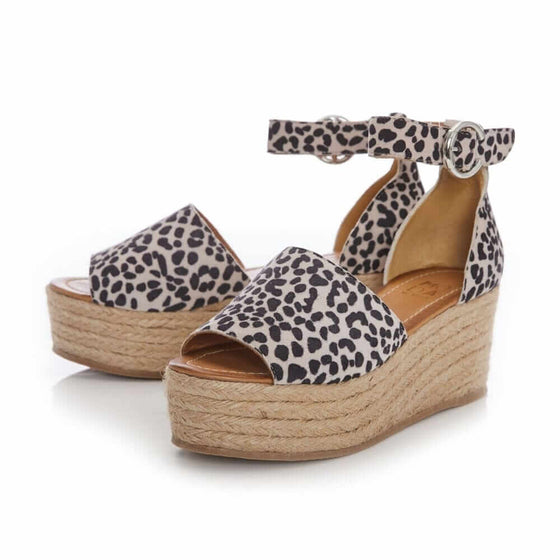 Moda In Pelle Pezza Leather Platform Sandals - Leopard