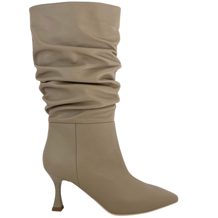 NeroGiardini Cream Leather Slouch Boots