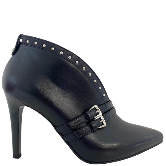 NeroGiardini Black Leather Studded Shoe Boots