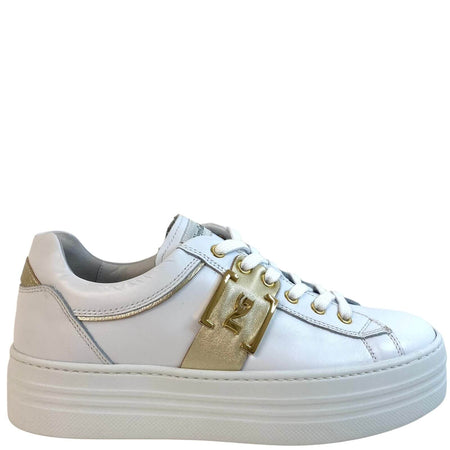 NeroGiardini White Leather Lace Up Sneakers