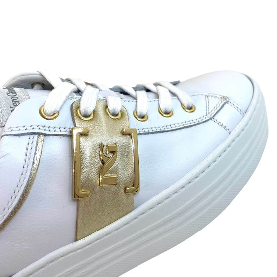NeroGiardini White Leather Lace Up Sneakers