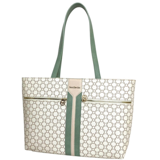 NeroGiardini Beige & Sage Green Tote Bag