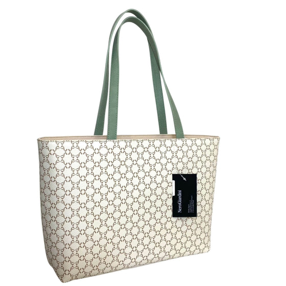 NeroGiardini Beige & Sage Green Tote Bag