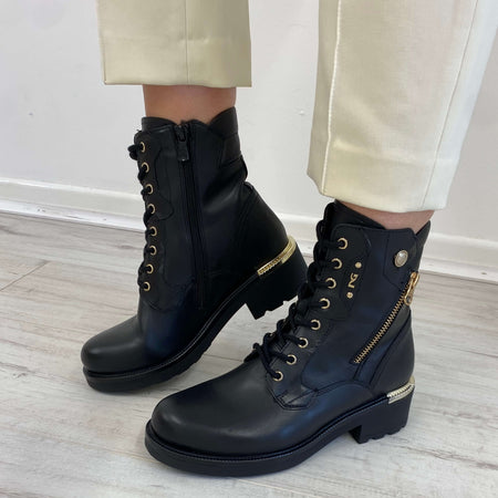 NeroGiardini Black Leather Lace Up Boots