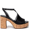 NeroGiardini Black Leather Platform Sandals