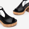 NeroGiardini Black Leather Platform Sandals