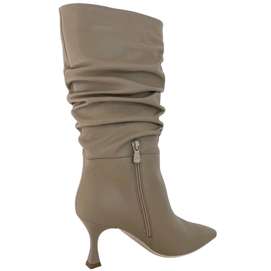 NeroGiardini Cream Leather Slouch Boots