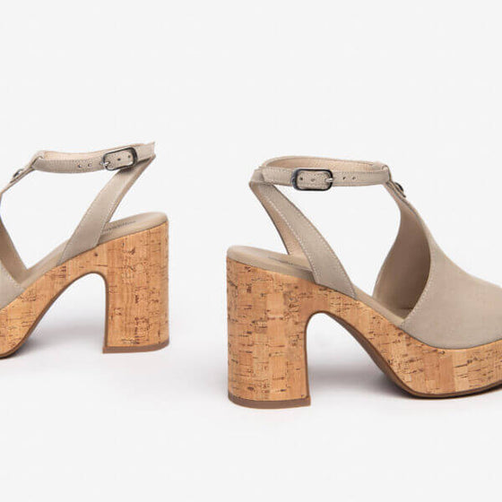 NeroGiardini Ivory Suede Platform Sandals