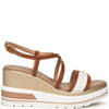 NeroGiardini Tan Leather Crossover Wedge Sandals