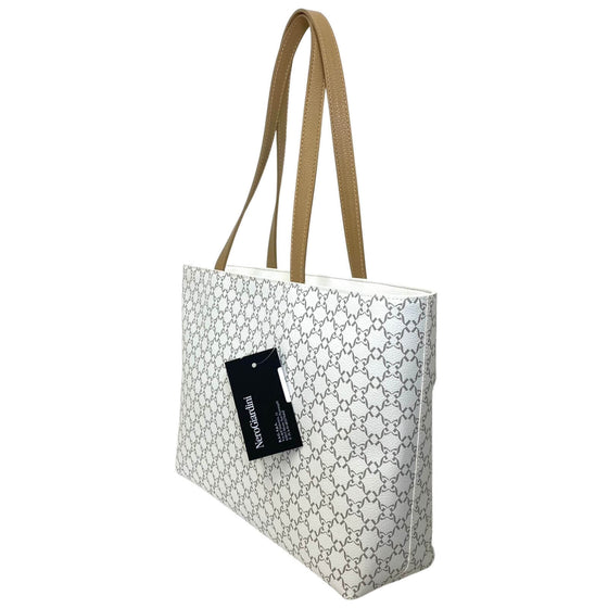 NeroGiardini White & Tan Leather Tote Bag