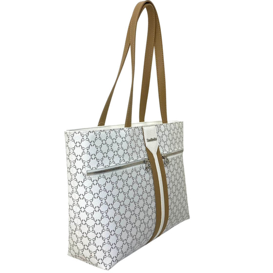 NeroGiardini White & Tan Leather Tote Bag