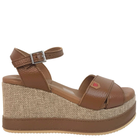 Oh My Sandals Crossover Strap Wedge Sandals - Tan
