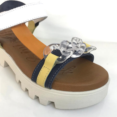 Oh My Sandals Curb Chain Sandals - Navy