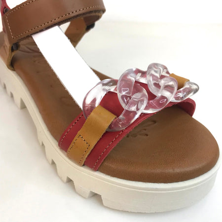 Oh My Sandals Curb Chain Sandals - Red
