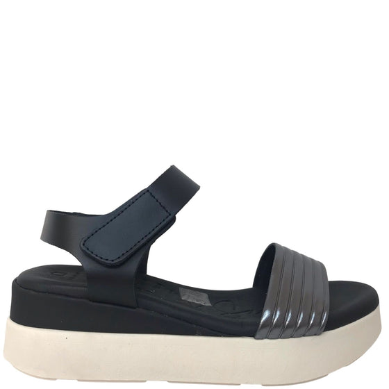 Oh My Sandals Velcro Ankle Strap Sandals - Pewter