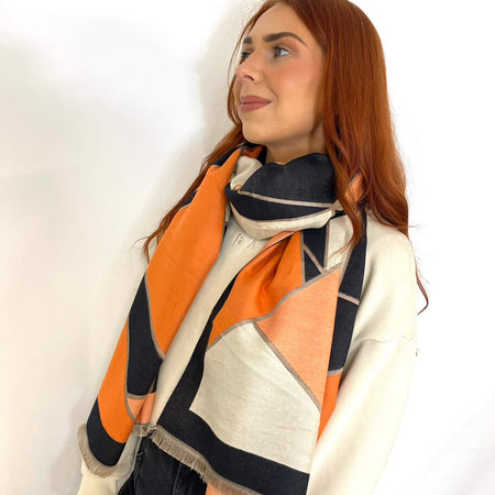 Orange & Camel Abstract Scarf