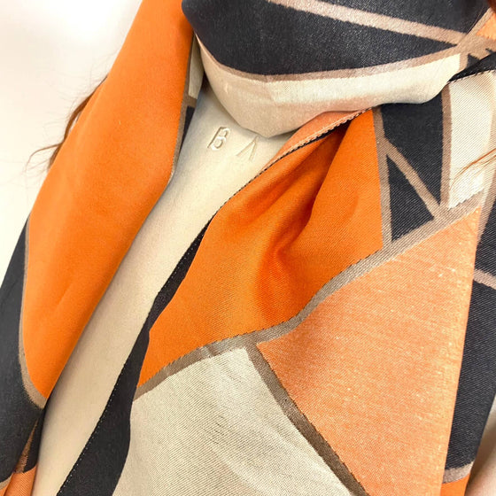 Orange & Camel Abstract Scarf