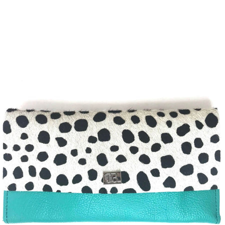 Owen Barry Large Vermont Leather Purse - Black Ciga Aqua