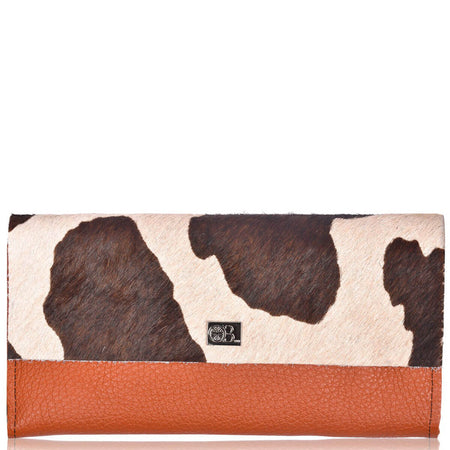 Owen Barry Large Vermont Leather Purse - Brown Splash Carrot