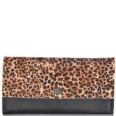 Owen Barry Large Vermont Leather Purse - Mini Leopard Black