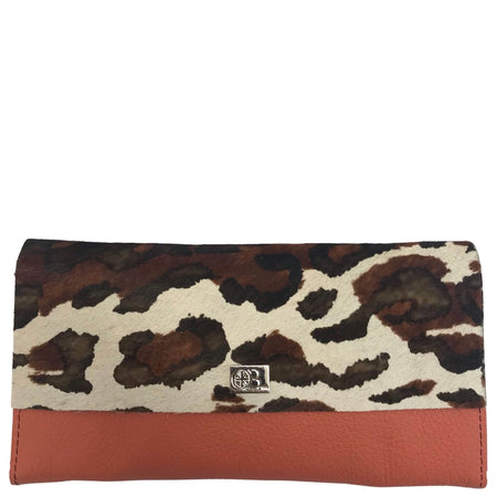 Owen Barry Large Vermont Leather Purse -  Snow Leopard Shrimp