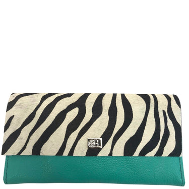 Owen Barry Large Vermont Leather Purse -  Zebra Aqua