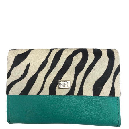 Owen Barry Small Vermont Leather Purse - Zebra Aqua